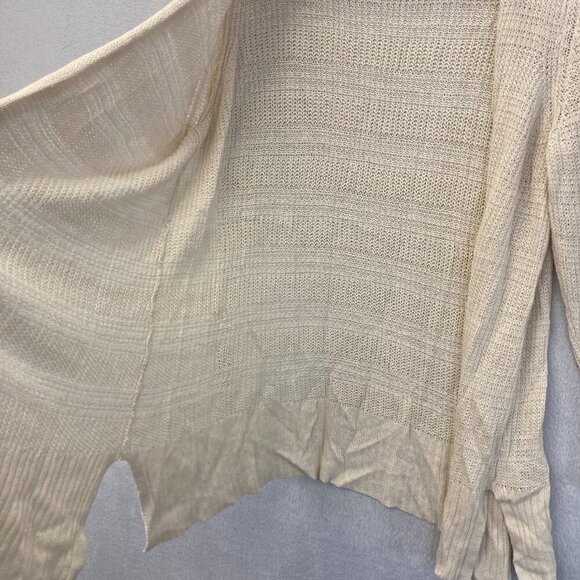 Talbots Open Front LINEN Blend Cardigan Sweater XL Ivory Beige Beach Bonfire - Picture 12 of 13